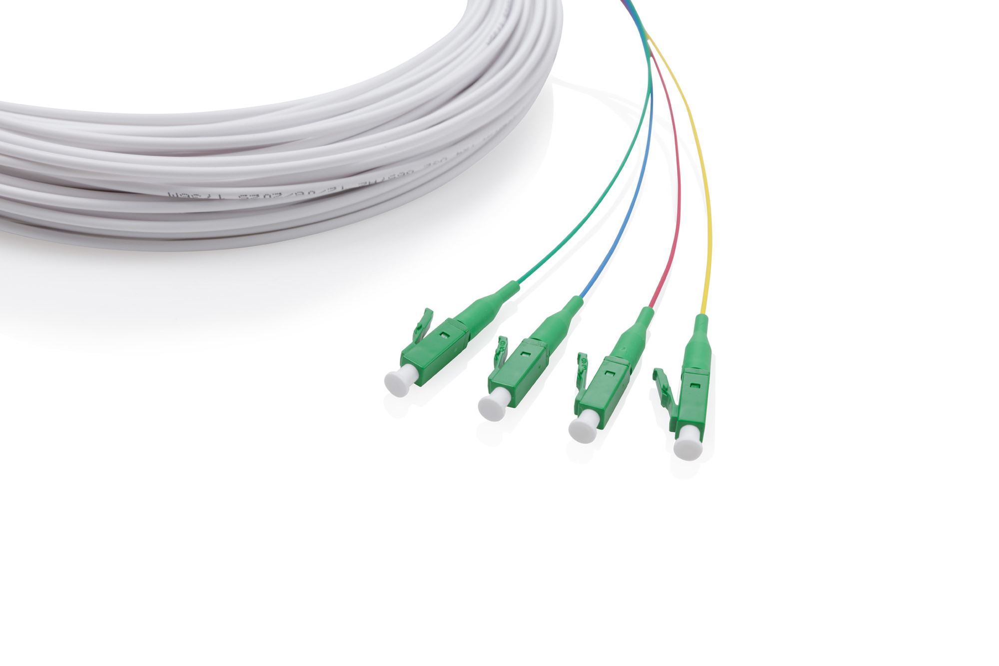 FTTH drop cable, singlemode, 4 fibers, 4 LC/APC, 50 m
