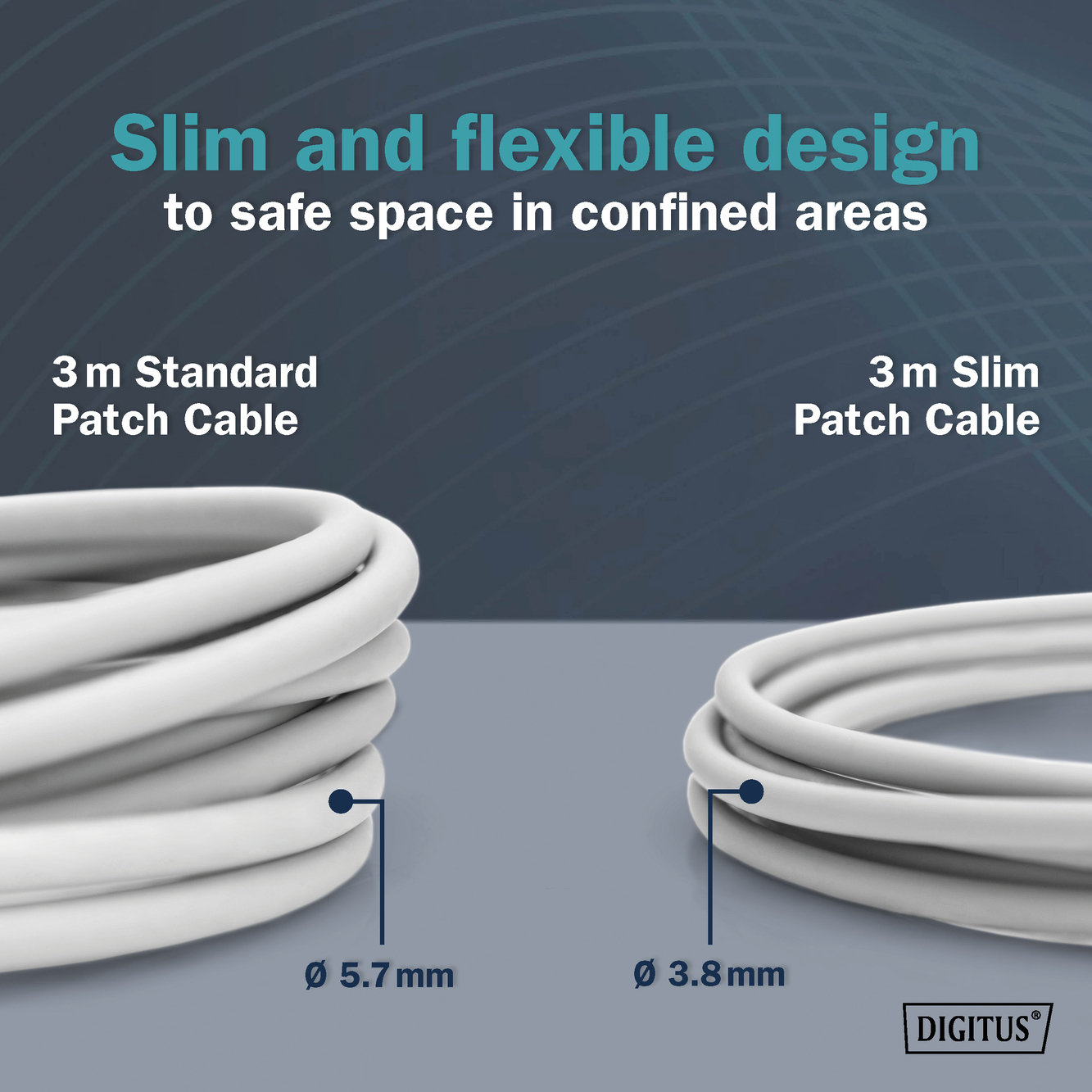 CAT 6A F-FTP Slim patch cord, 10 m, gray