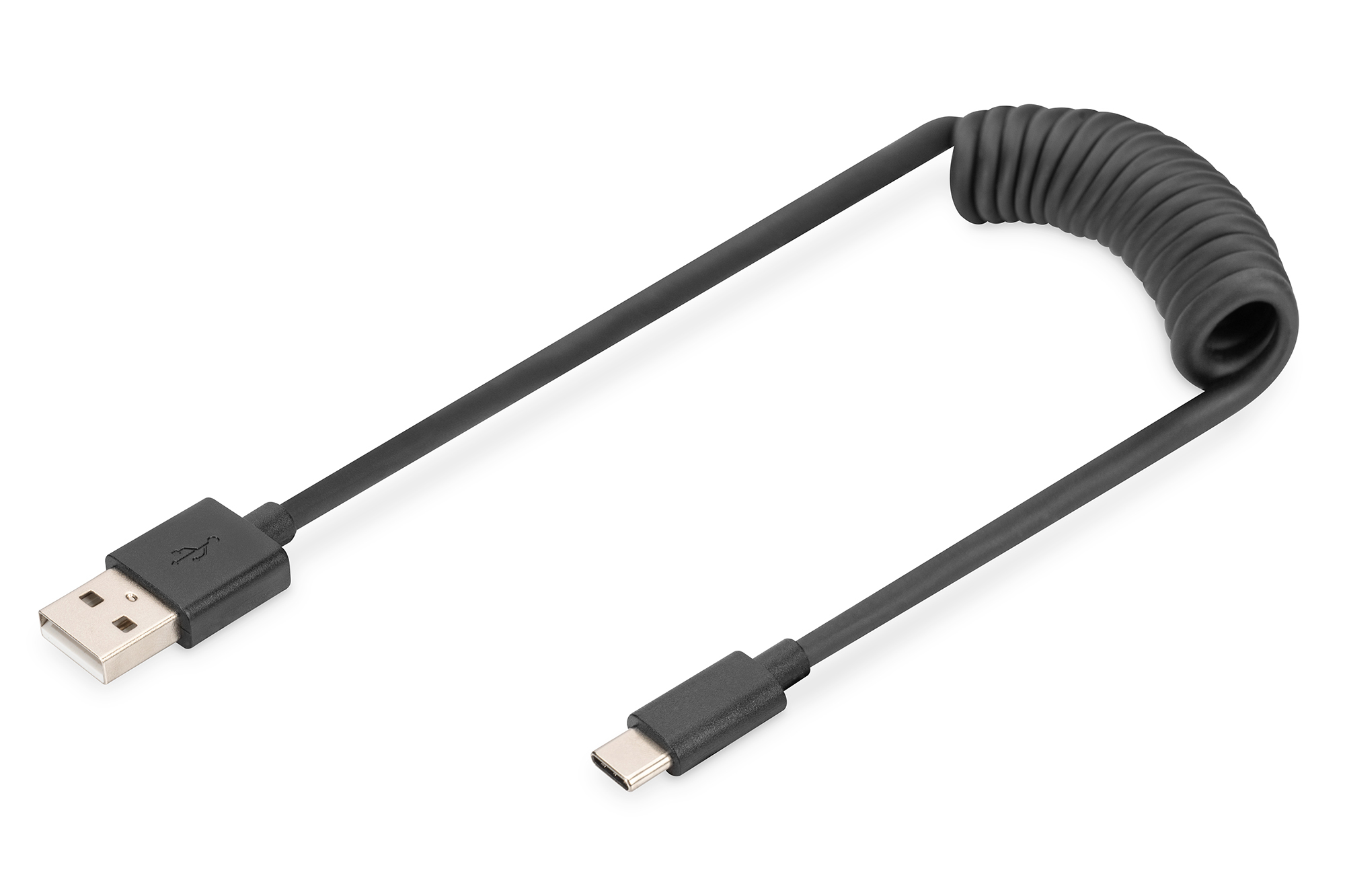 Digitus USB-A - USB-C spiral cable, 1m
