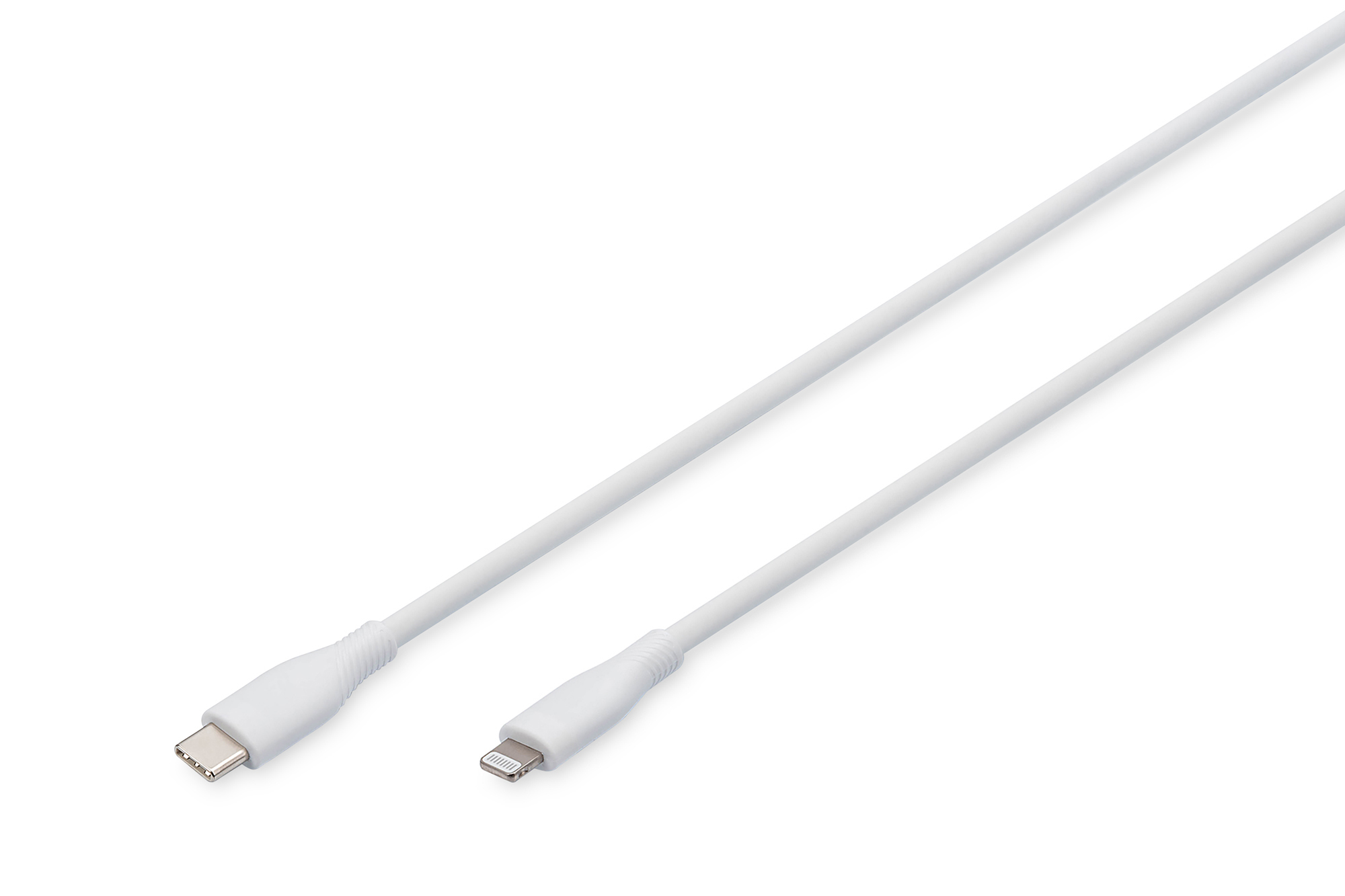 Digitus Lightning silicone connection cable, USB-C - Lightning, 0.5m, white