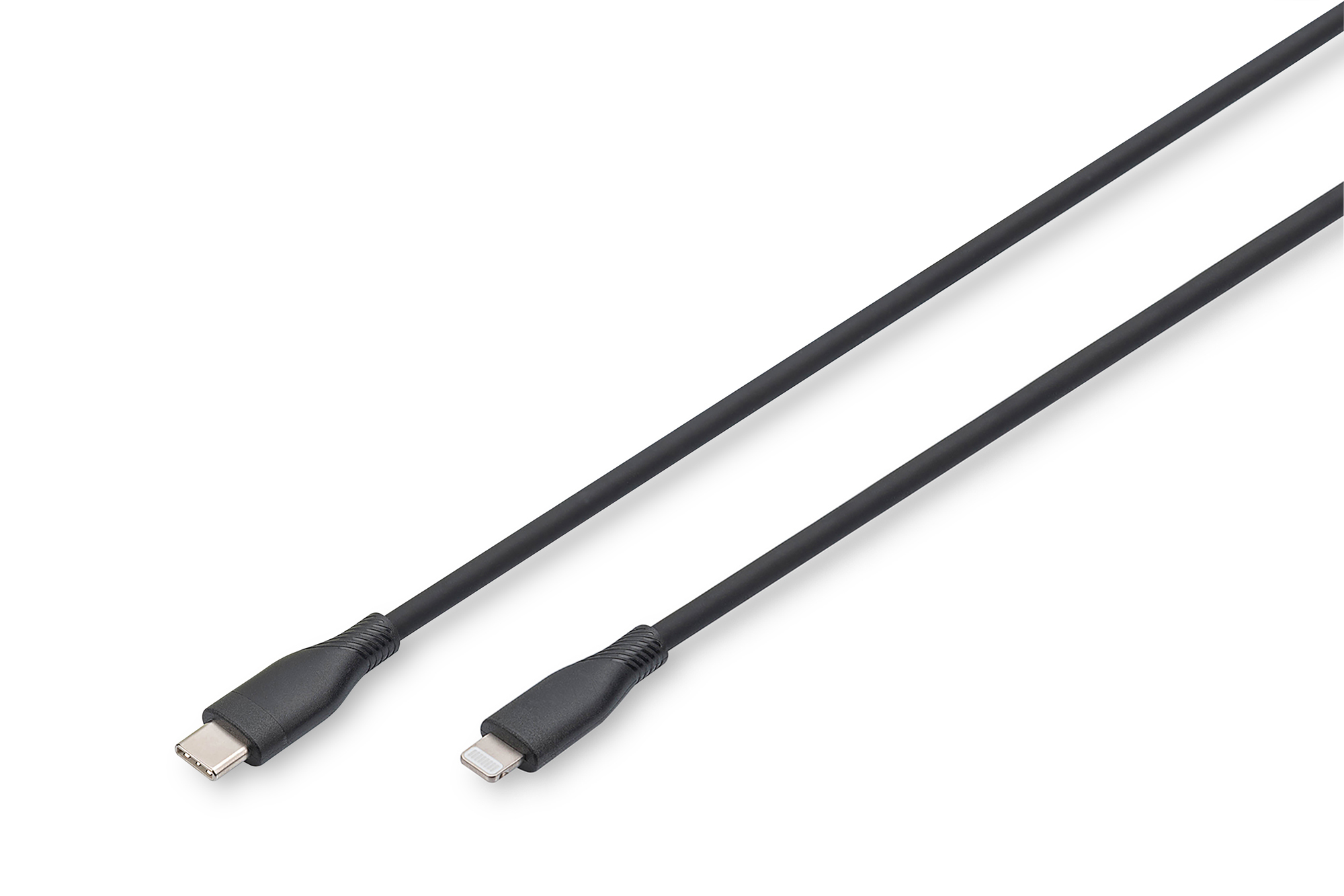 Digitus Lightning silicone connection cable, USB-C - Lightning, 1m, black