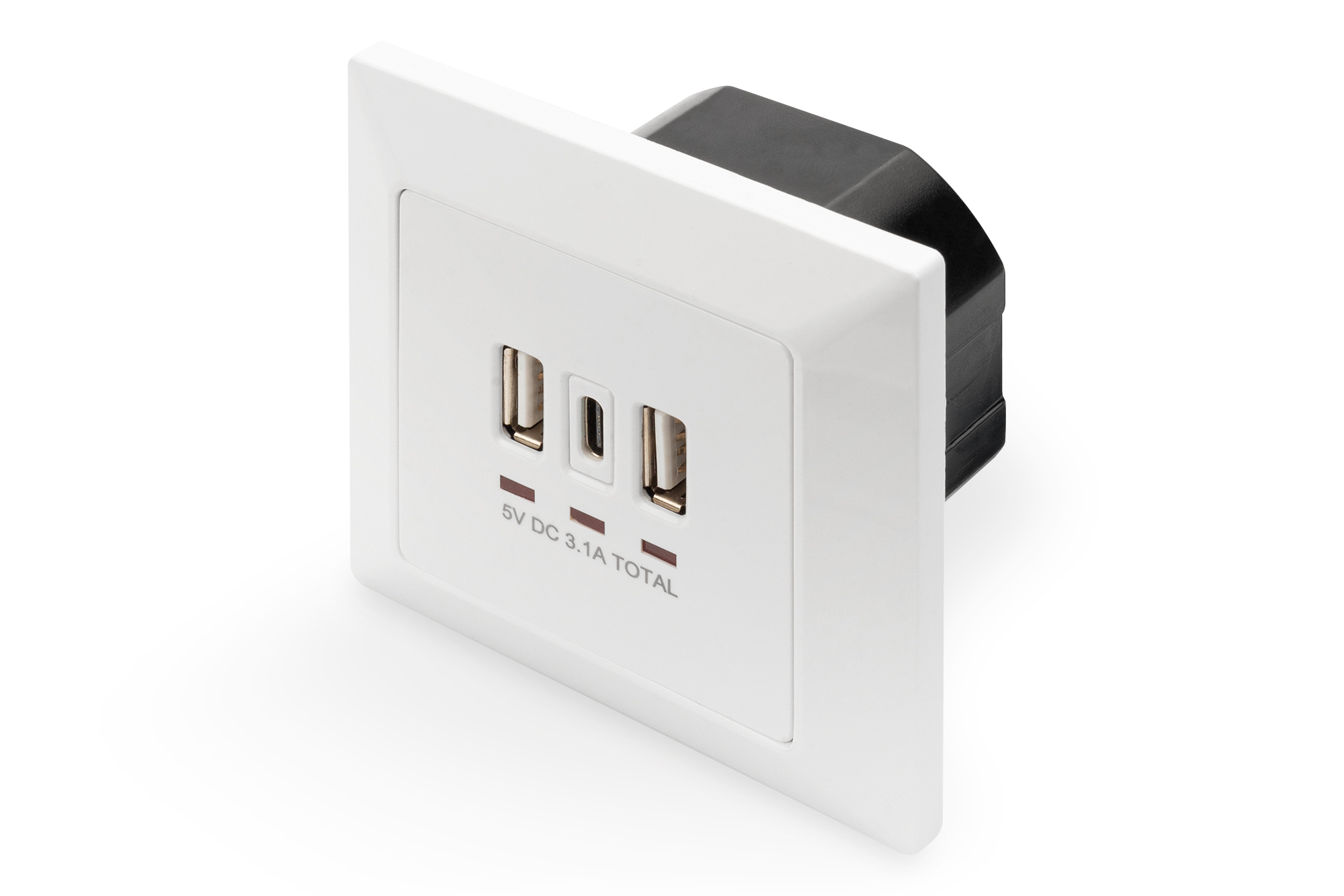 DIGITUS Flush Mount Ladedose USB 2x USB A 1x USB Type-C, Weiss