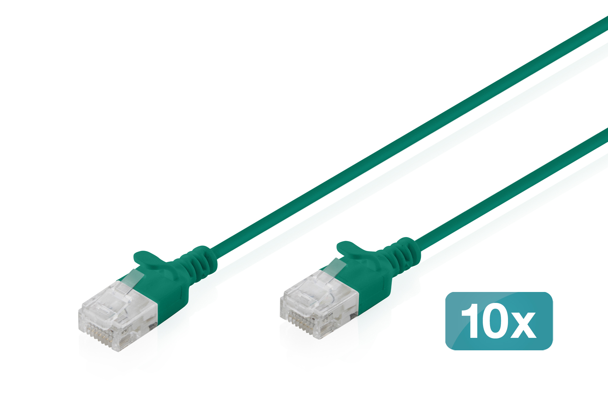 Digitus CAT 6 U-UTP Slim patch cable, 0.3 m, green, 10 pieces