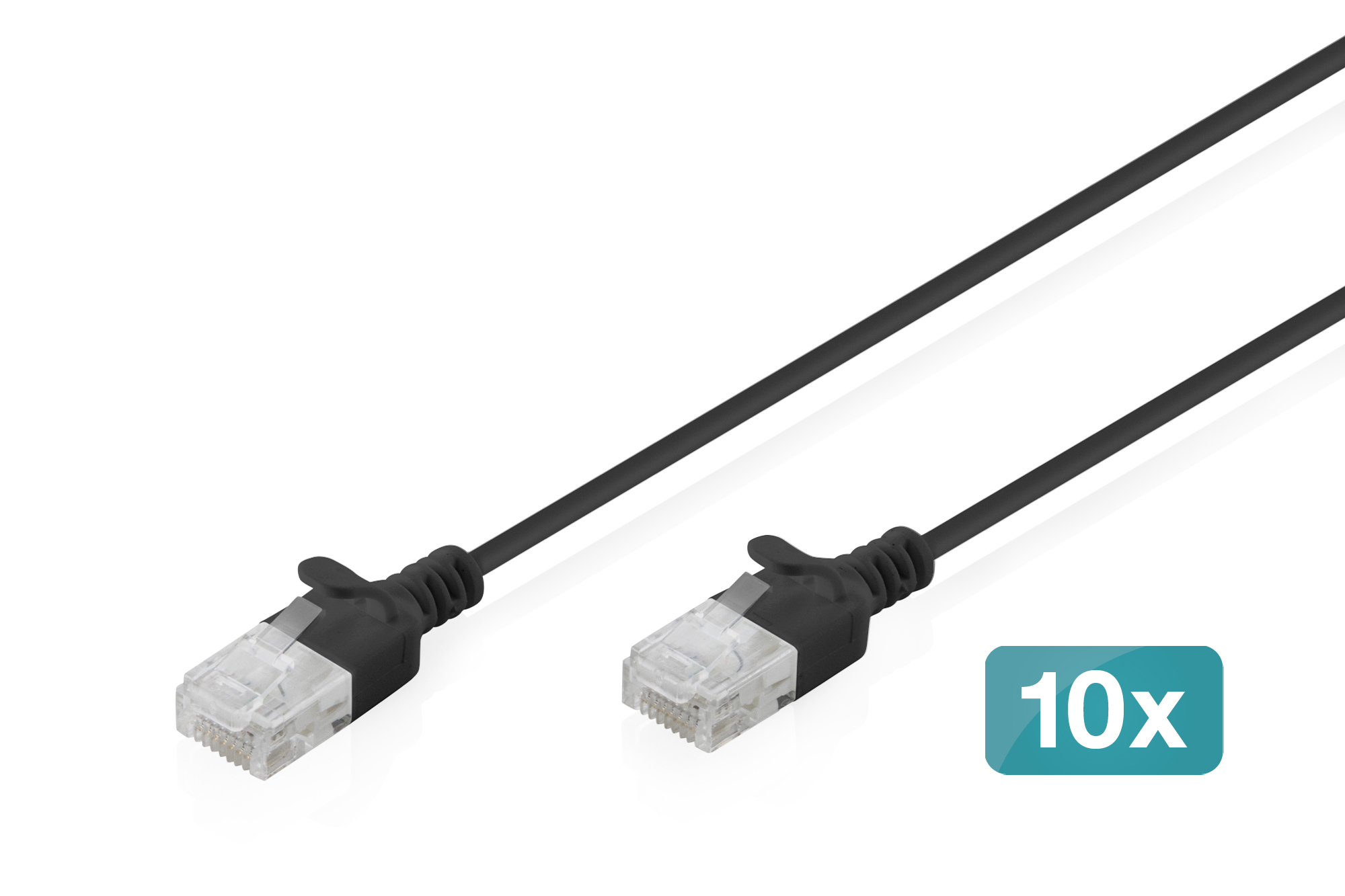 Digitus CAT 6 U-UTP Slim patch cable, 0.5 m, black, 10 pieces