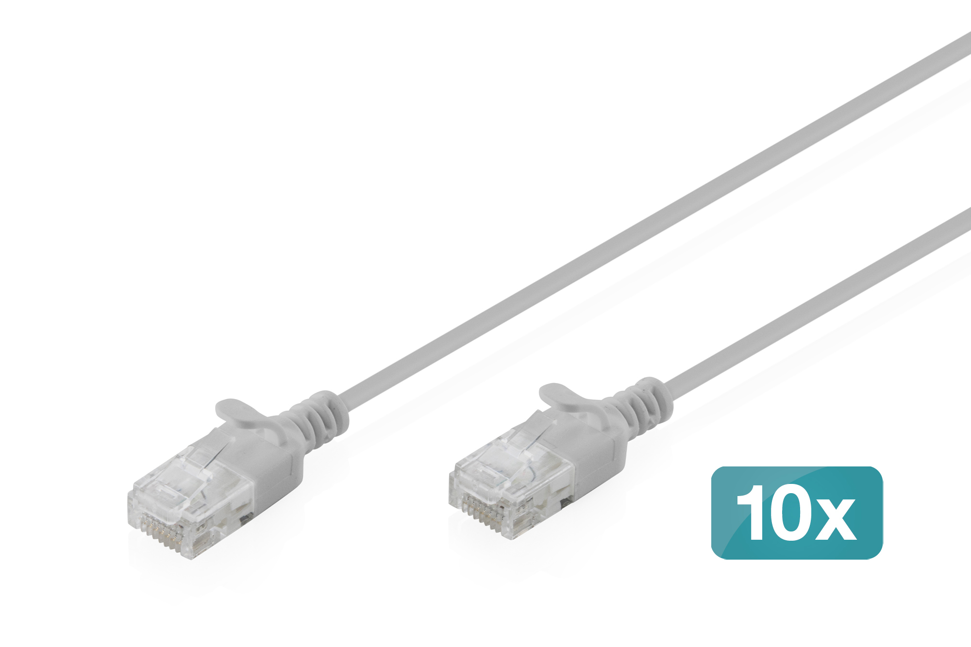 Digitus CAT 6 U-UTP Slim patch cable, 1 m, gray, 10 pieces