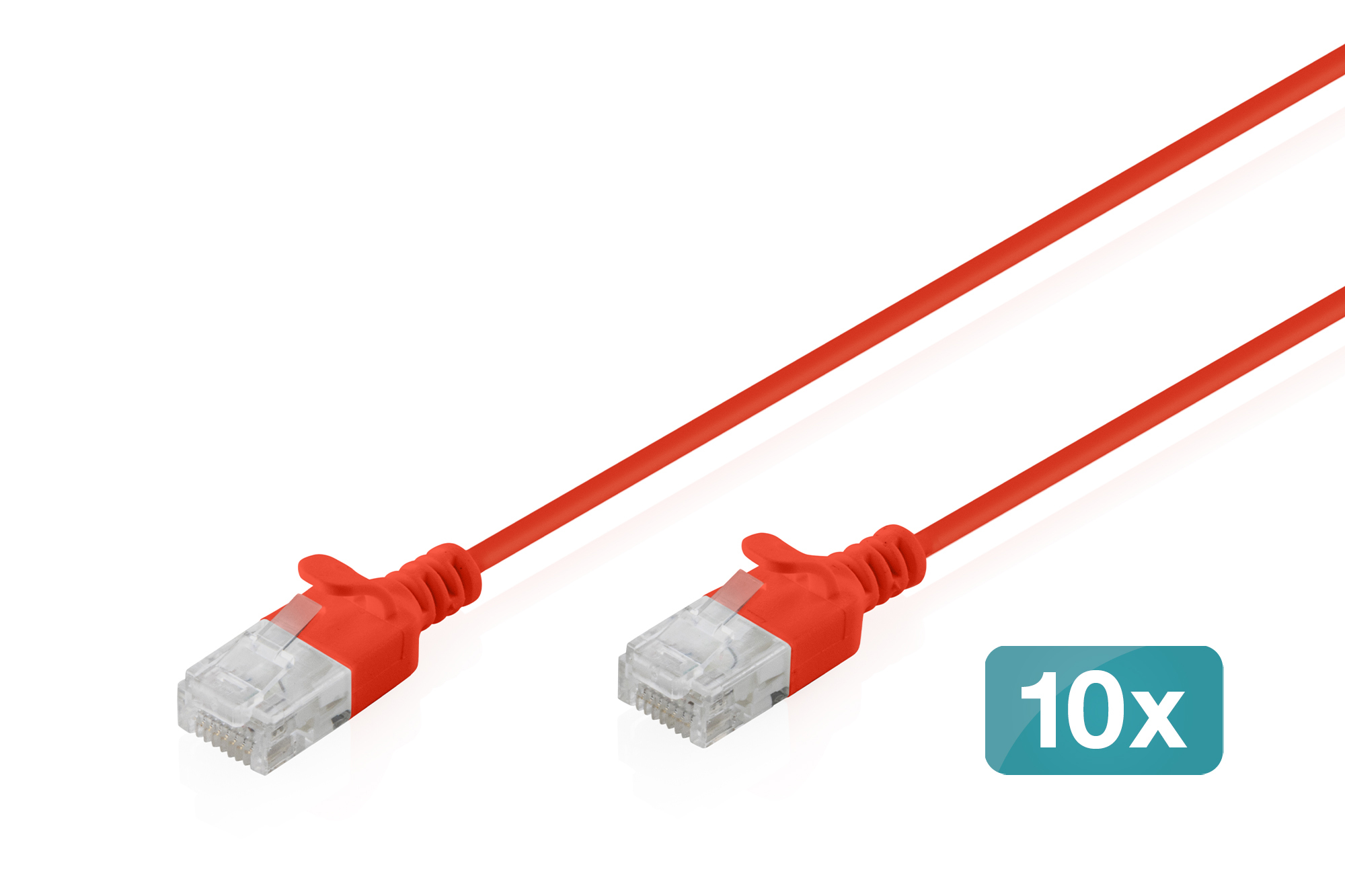 Digitus CAT 6 U-UTP Slim patch cable, 5 m, red, 10 pieces