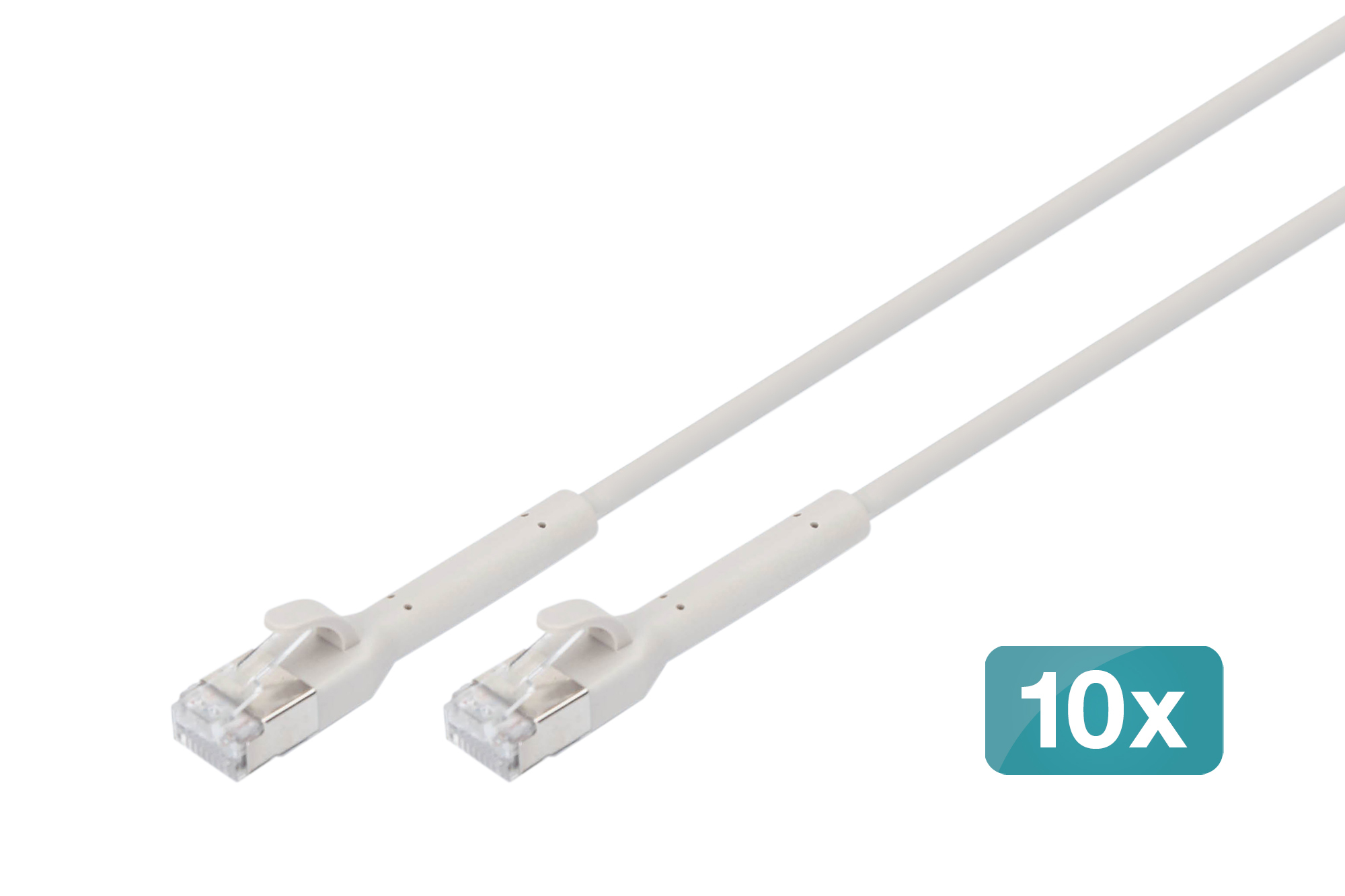 Digitus CAT 6A F-FTP bendable patch cord, copper, 2 m, gray, 10 pieces