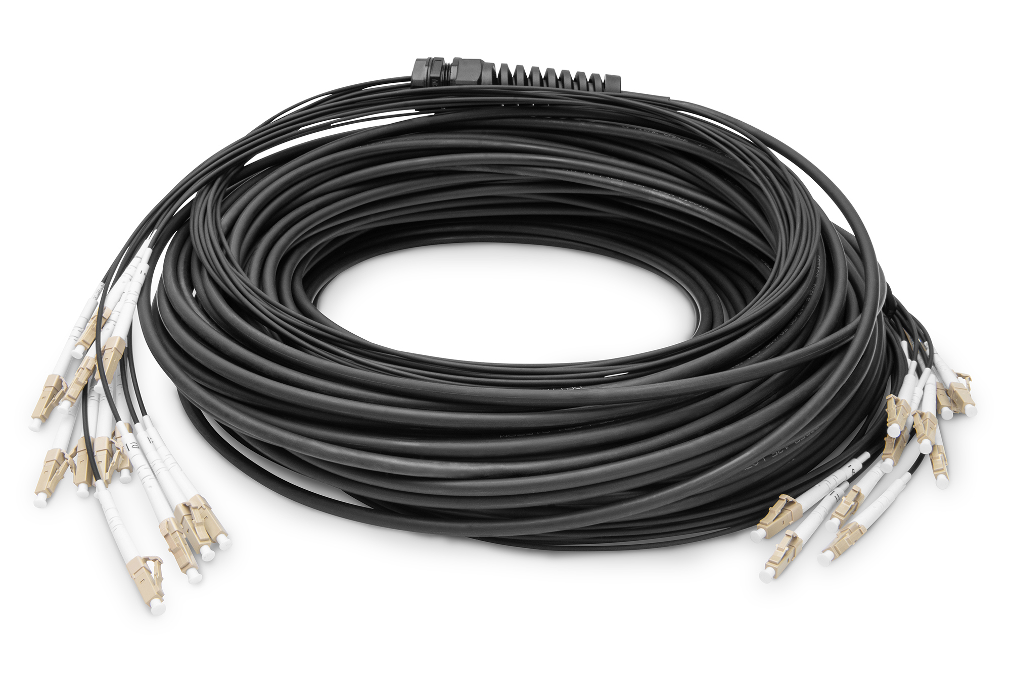 Pre-assembled fiber optic universal breakout cable, multimode OM4, 12 fibres, LC/UPC - LC/UPC