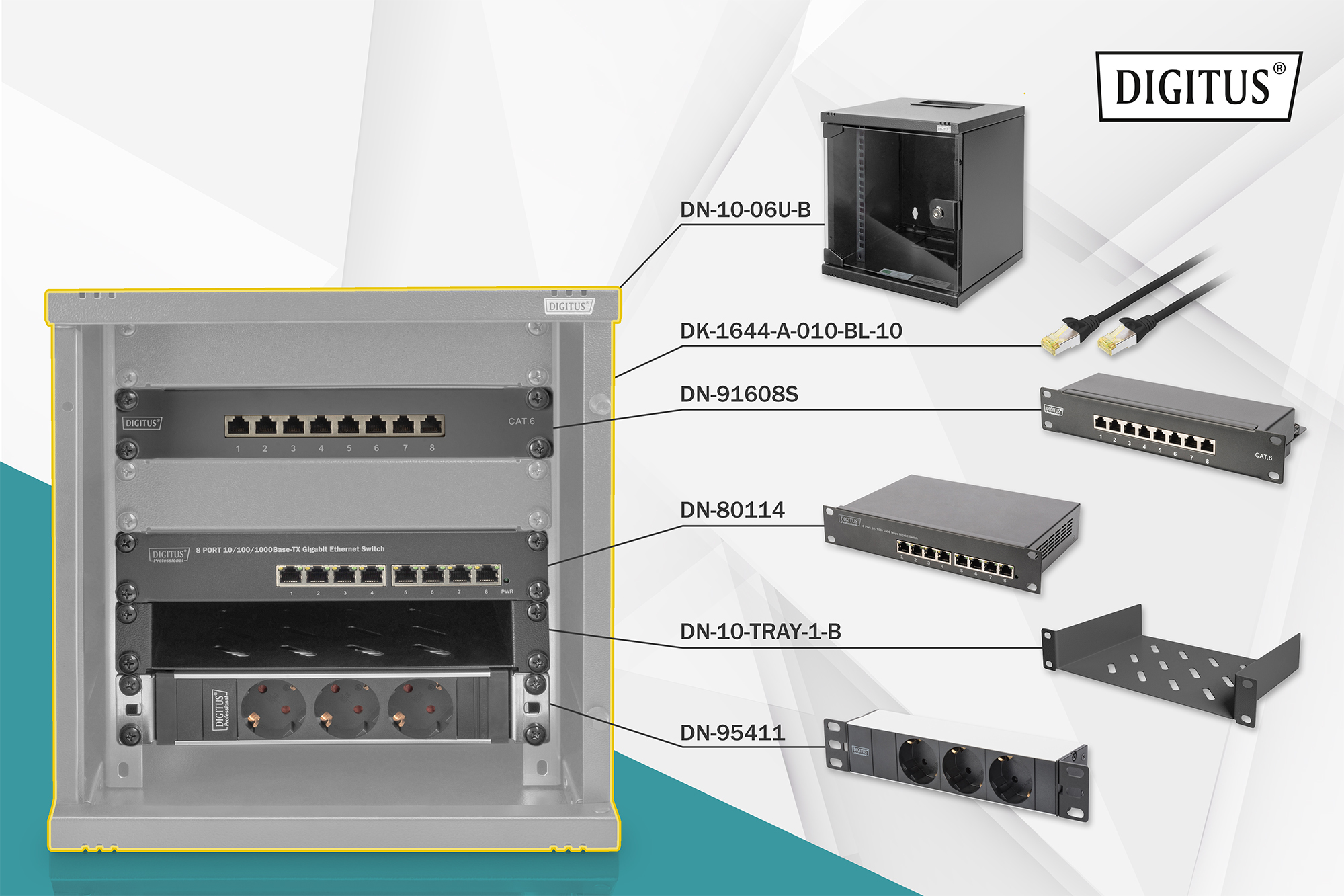 Network Set - 254 mm (10") - 6U, 312 x 300 mm (W xD)