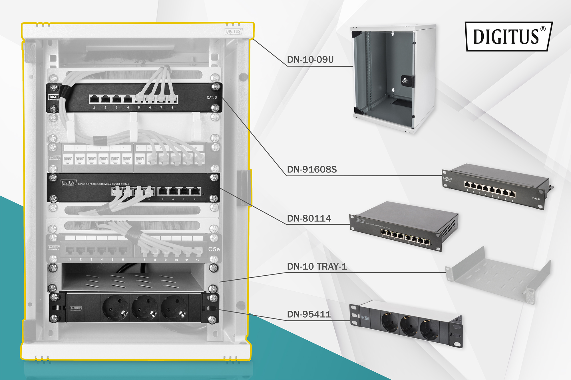 Network Set - 254 mm (10") - 9U, 312 x 300 mm (W xD)
