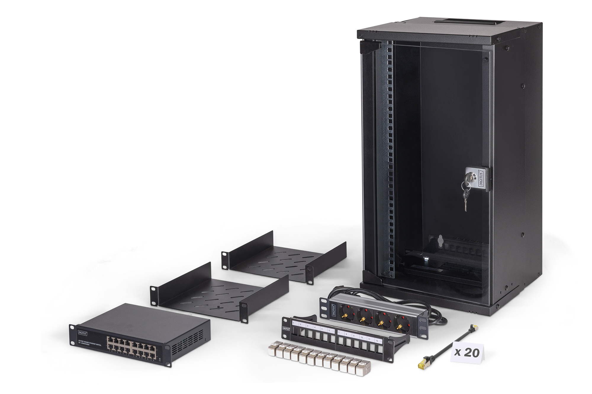 Digitus SOHO Pro network set, 254 mm (10") - 12U, 315 x 300 mm (W x D)