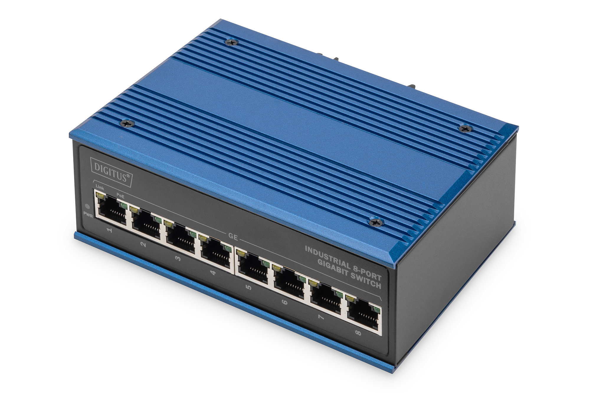 8 Port Gigabit Ethernet Network PoE Switch, Industrial, Unmanaged