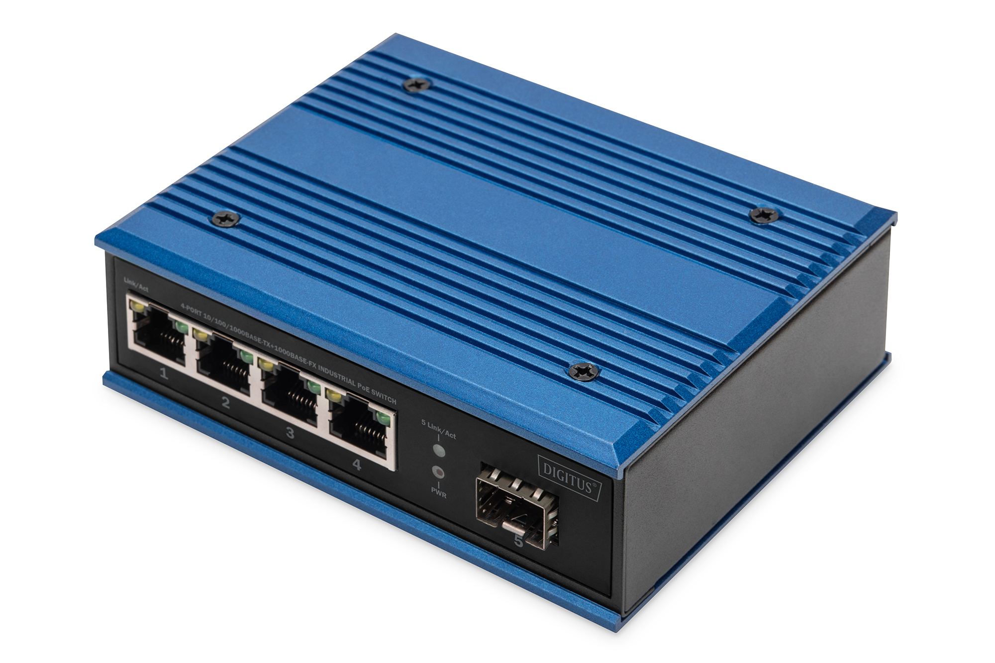 Digitus 4 port Gigabit Ethernet network PoE switch, industrial, unmanaged, 1 SFP uplink