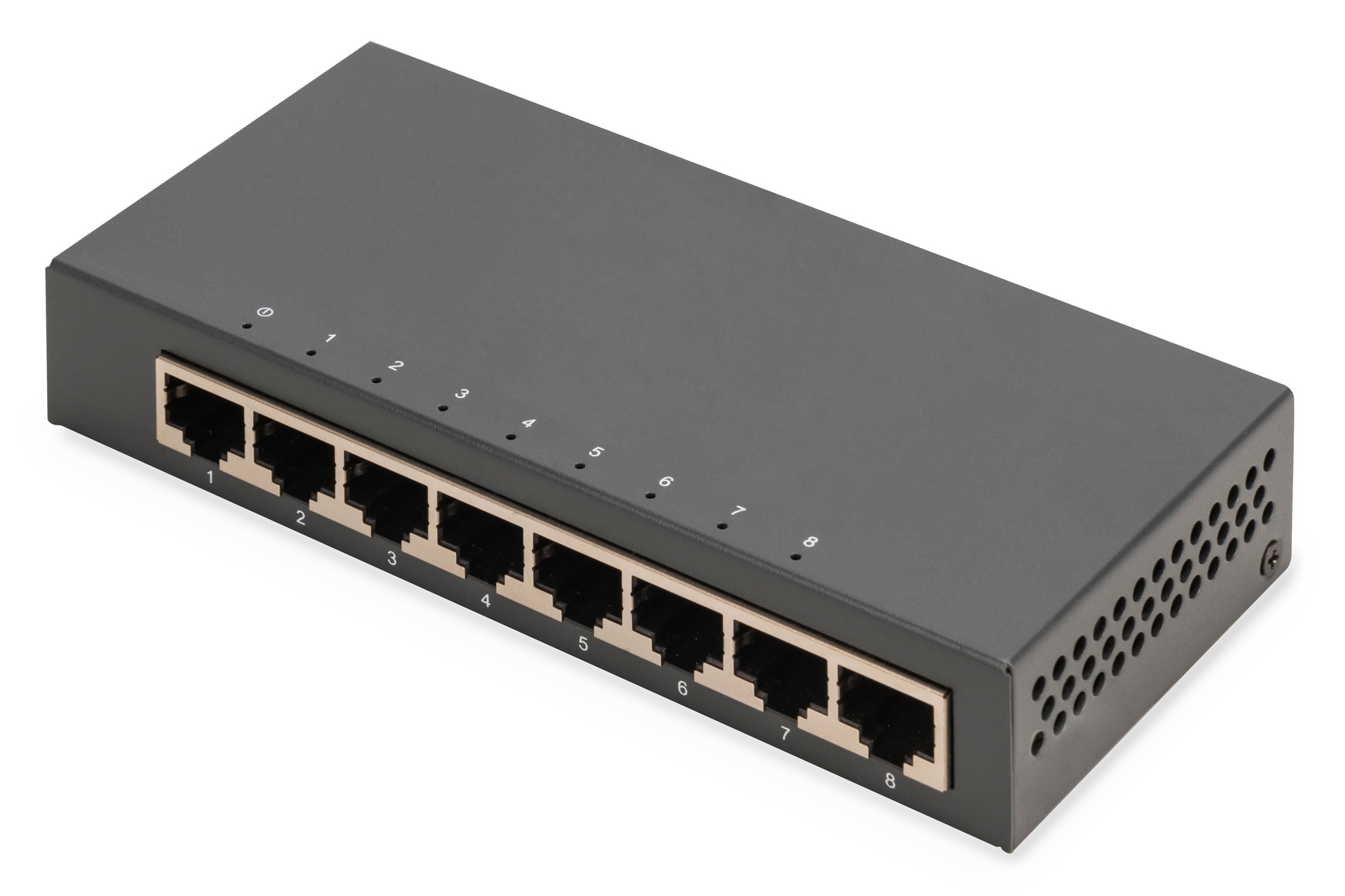 8-port Gigabit switch, desktop, unmanaged, metal housing