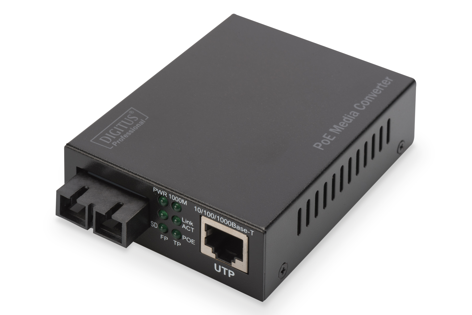 Gigabit PoE media converter, RJ45 / SC, SM, PSE