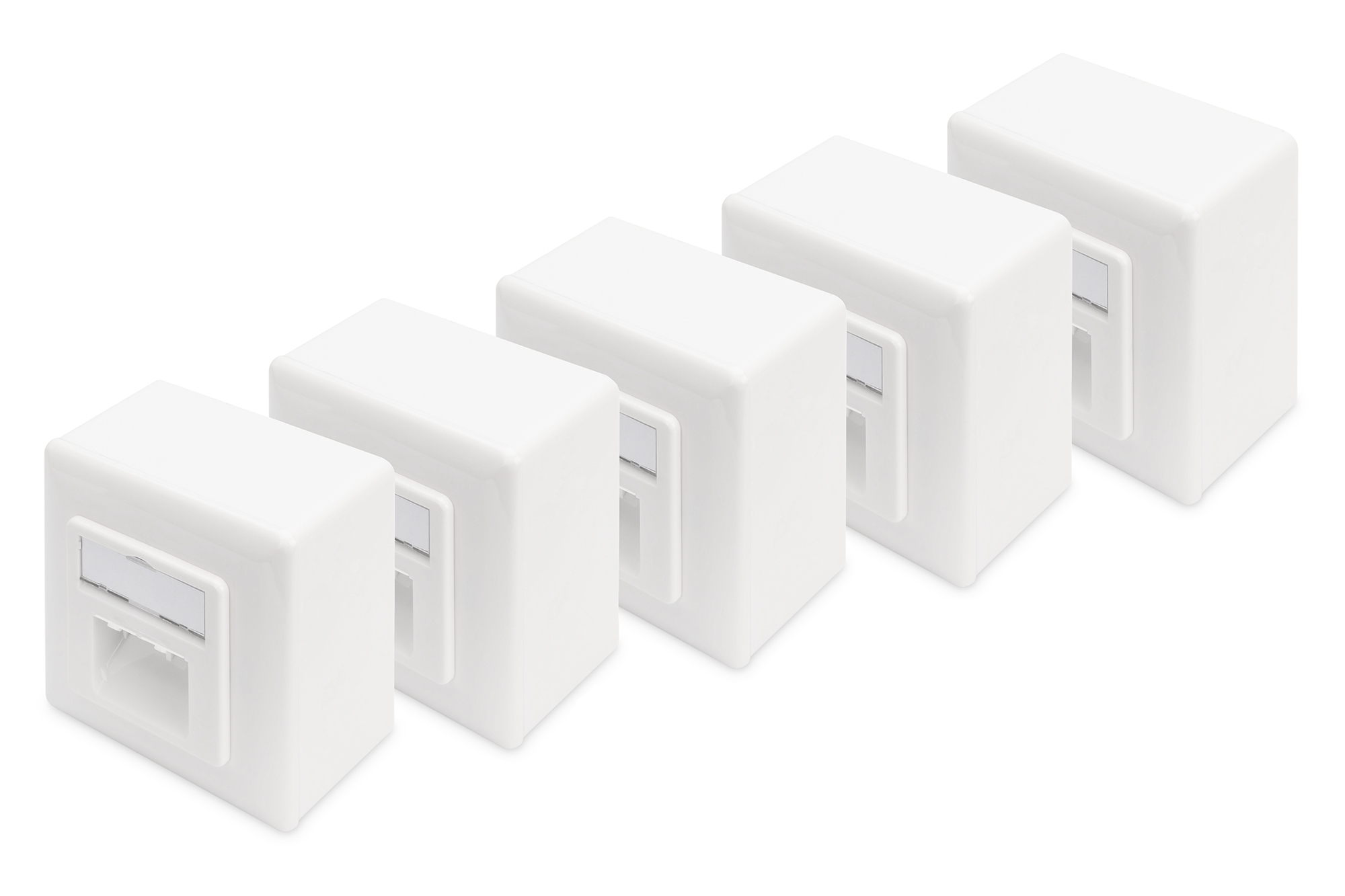 DIGITUS Aufputzdose Cat6 2xRJ45 Geschirmt 5er Set Weiss