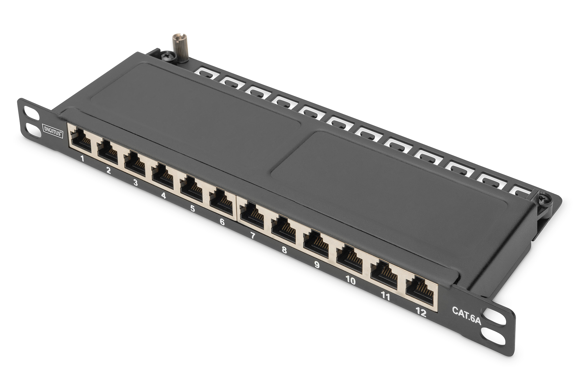 Digitus CAT 6A Slim Patch Panel, shielded, 12-port, 0.5 U, 10", black