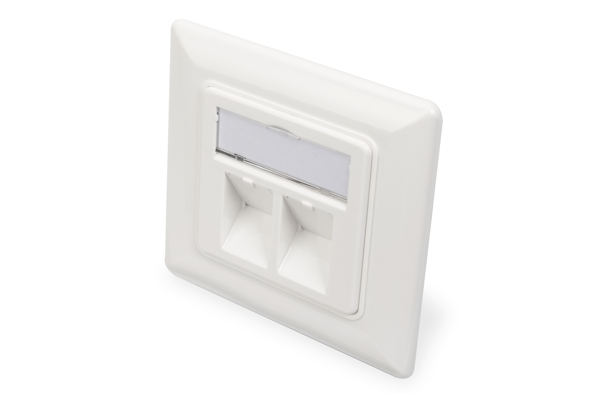 Wallplate for Keystone Modules, German type, middle plate 50x50 mm, frame 80x80 mm