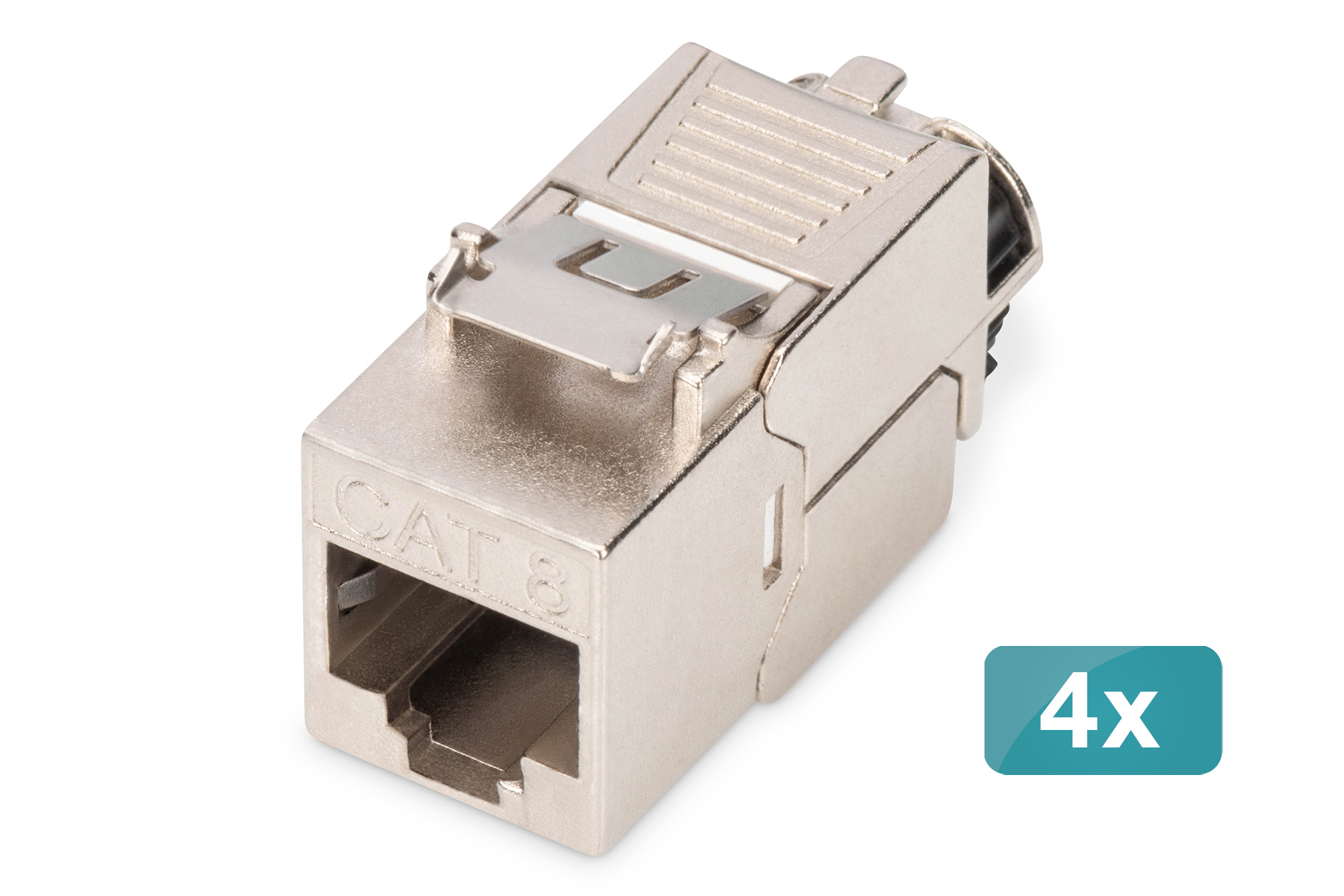 CAT 8.1 Keystone module, shielded, tool-free mounting connection - 4 pcs.