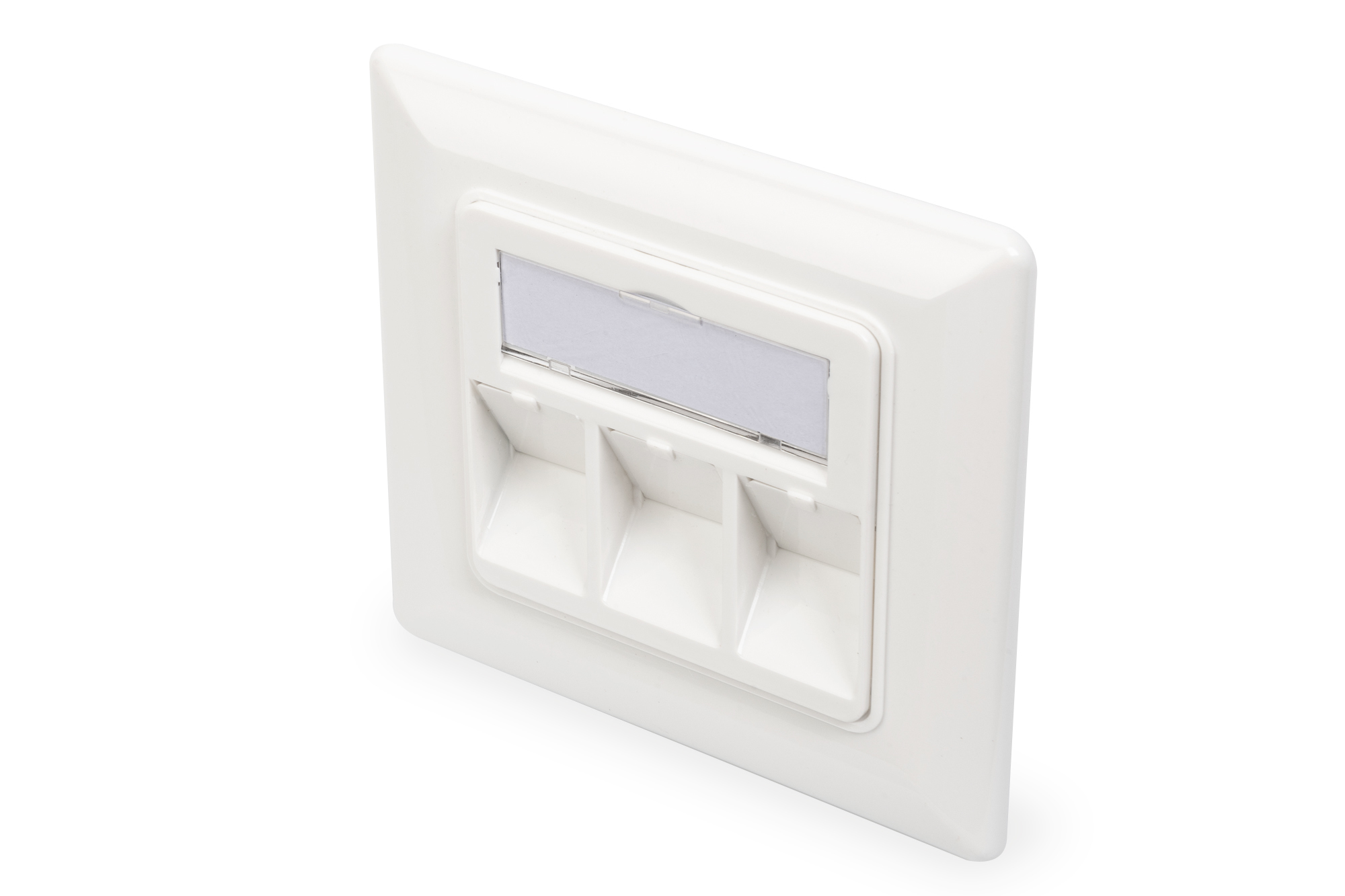 Wallplate for Keystone Modules, German type, middle plate 50x50 mm, frame 80x80 mm
