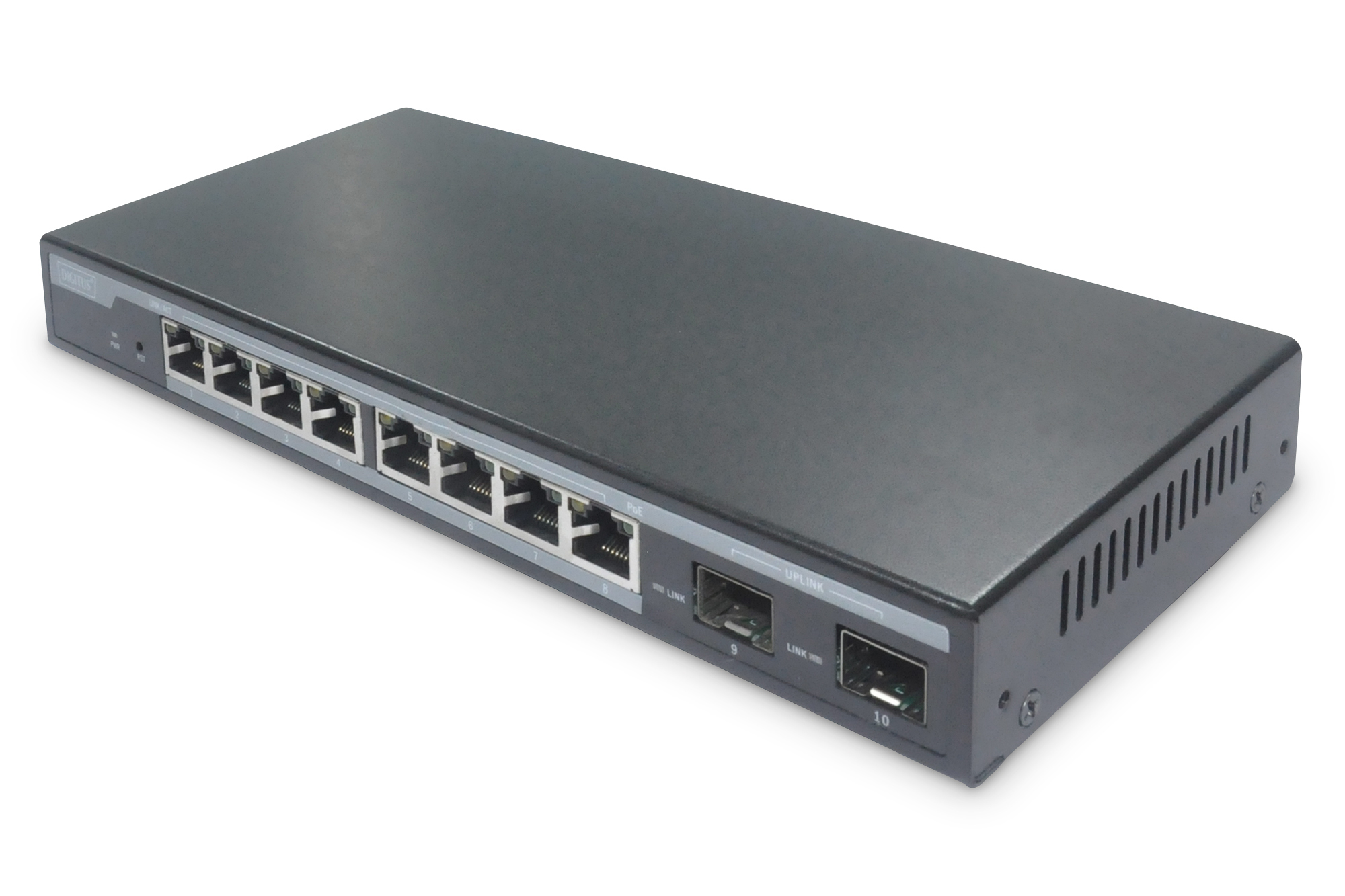 8-Port Gigabit PoE Networkswitch, Desktop, L2 managed, 2 Uplinkports, SFP, 86 W, af/at