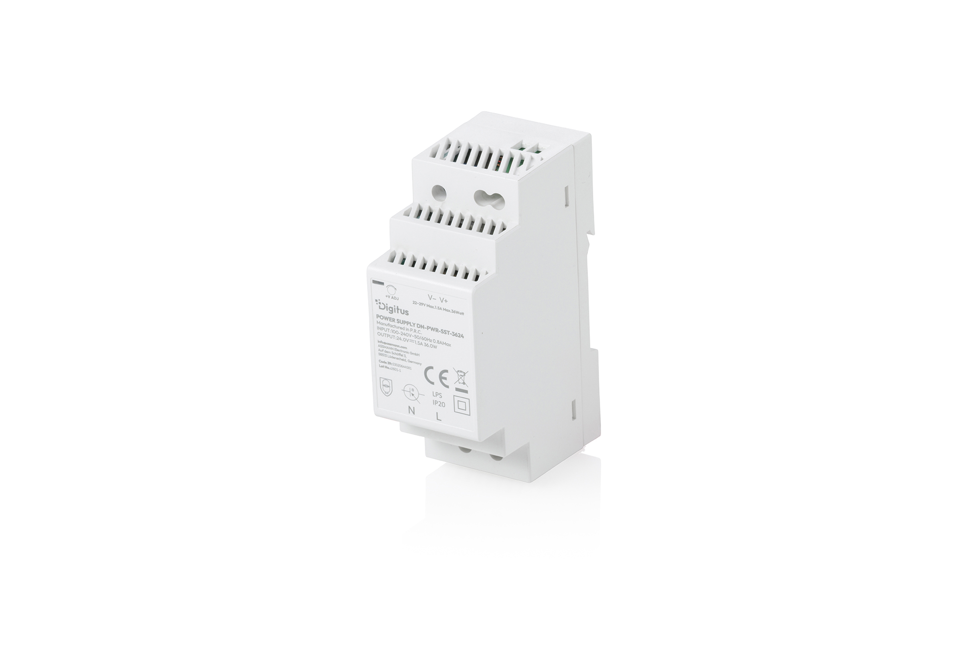 24V / 1.5A / 36W Step-Shape DIN-Rail power supply unit (Slim, Class II)