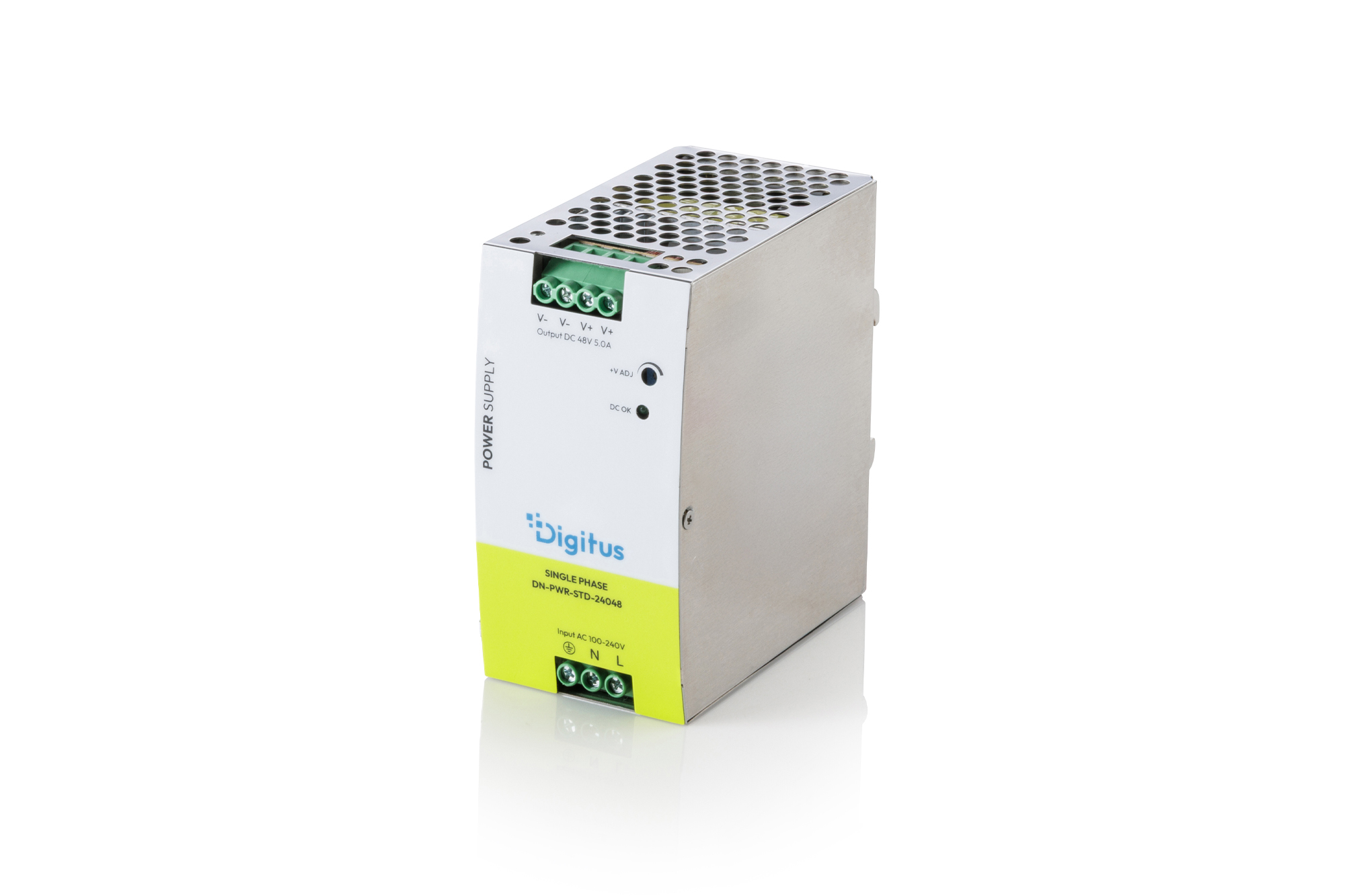 Industrial power supply unit, 48V DC, 5A, 240W, AC-DC, metal housing, for DIN rail mounting